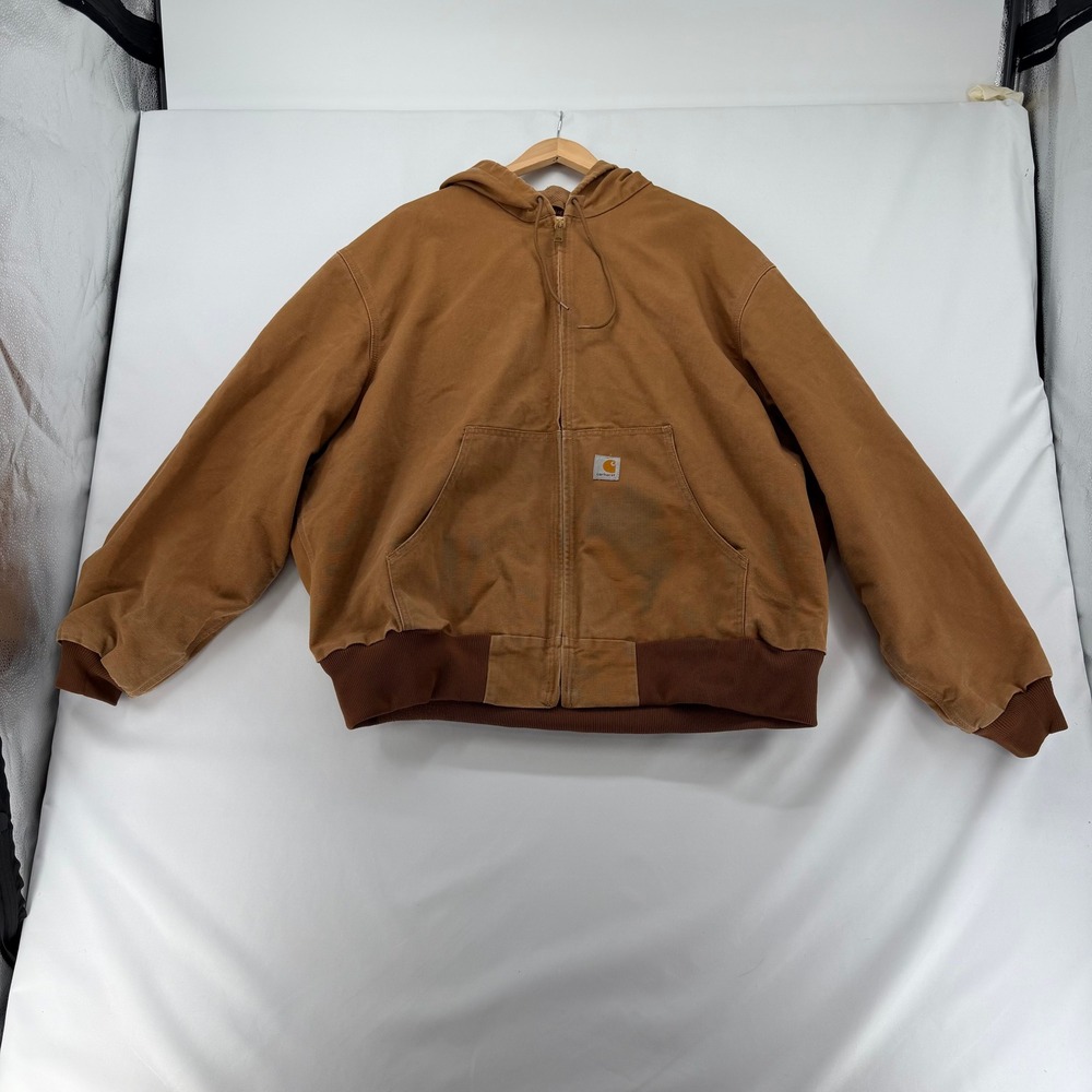 Carhartt J131 Brown Duck Active Jacket Thermal Lined Made in USA Mens 2XL Reg